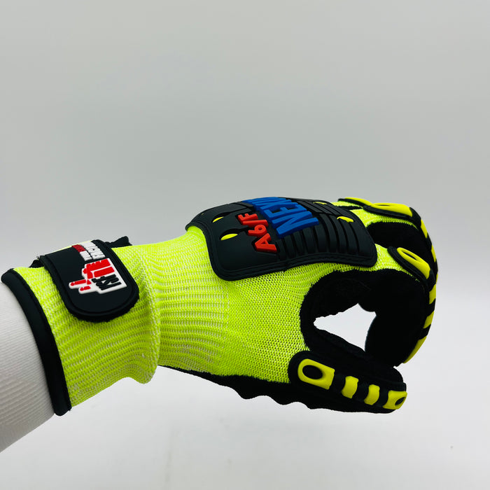 Nexus GRIP G419R Gloves - Cut 5/F TPR Nitrile Sandy Finish with Hi-Viz Shell - ANSI A6 Rated