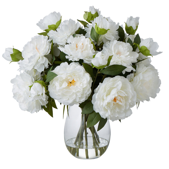 Rogue Peony Mix - Claire Vase White & Glass
