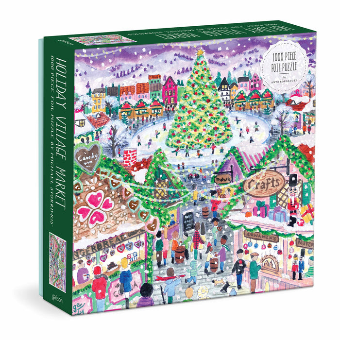 Galison Storrings Holiday Village Market Foil Puzzle - 1000pc Multi-Coloured