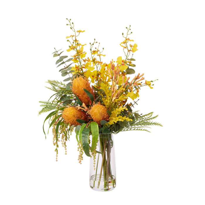 Rogue Banksia Wattle Mix - Alana Vase Yellow & Green