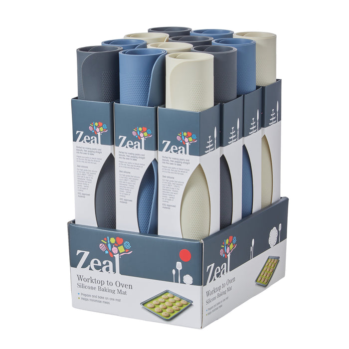 Zeal Silicone Baking Mat CDU 12pcs/3 Assorted Cosy
