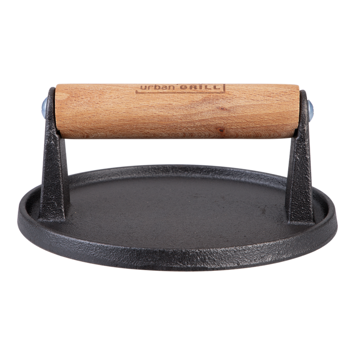 CAST IRON BURGER PRESS 14.5CM DIA.