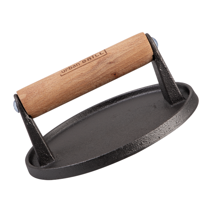 CAST IRON BURGER PRESS 14.5CM DIA.