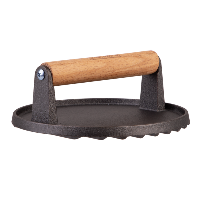 CAST IRON ROUND GRILL PRESS 17.5CM DIA.