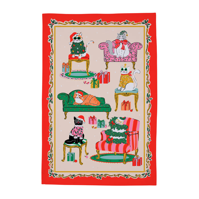 Ulster Weavers Christmas Cool Cats Cotton Tea Towel