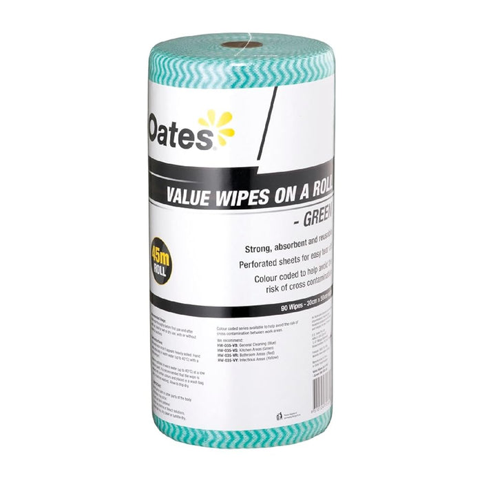 Oates HW-035-VB Value Wipes Roll Blue, Green, Red, Yellow