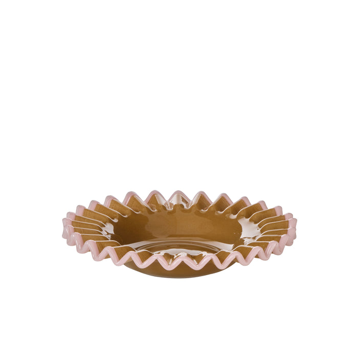 Amalfi Sigrid Frill Dish Large Mustard & Pink