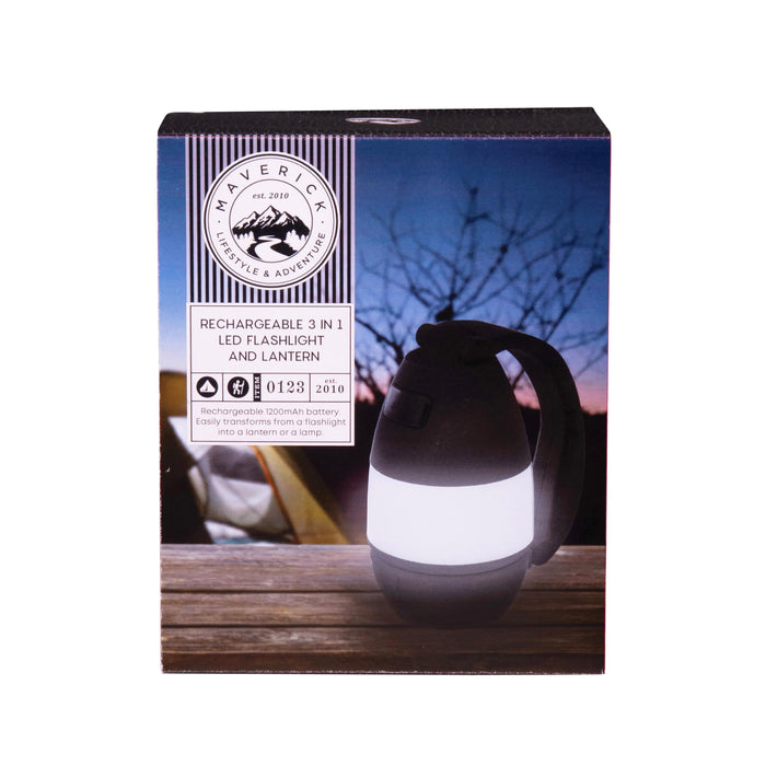 Maverick 3 in 1 Rechargeable LED Flashlight Lantern Black