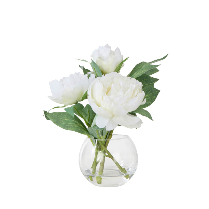 Rogue Peony Stem - Sphere Vase White