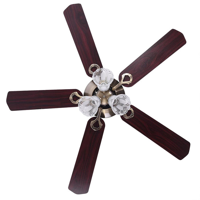 52" Bronze Finish Ceiling Fan with Light Kit and Reversible Remote Control, 1320mm