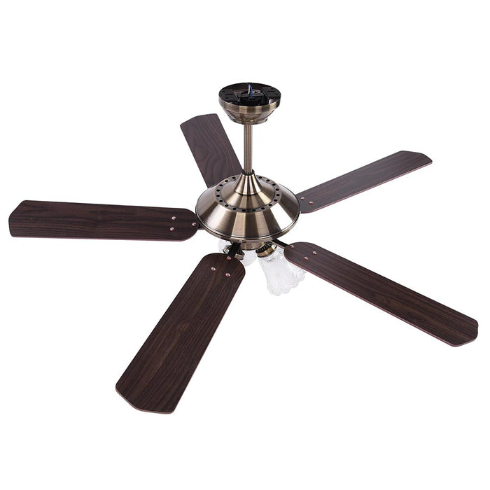 52" Bronze Finish Ceiling Fan with Light Kit and Reversible Remote Control, 1320mm