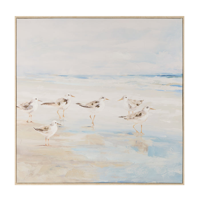 Society Home Laguna Hand Painted Wall Art Blue & Natural