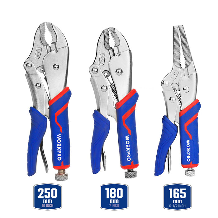 WORKPRO 3PC CR-V LOCKING PLIERS SET