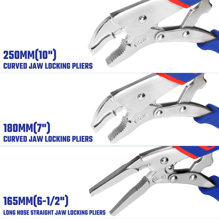 WORKPRO 3PC CR-V LOCKING PLIERS SET