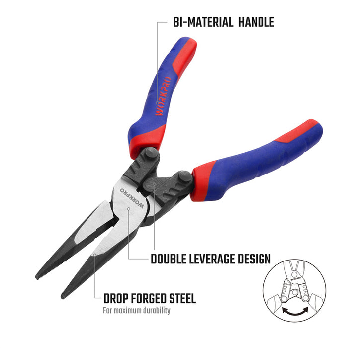 Workpro 200mm(8") Super Labor-Saving Long Nose Pliers WP231088