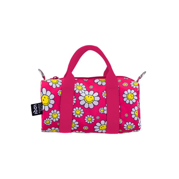 LOQI Smiley Flowers Small Weekender Raspberry