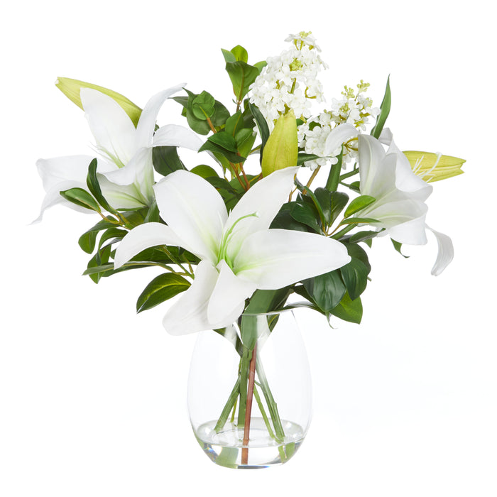 Rogue Casablanca Lily Garden Mix - Nara Vase White