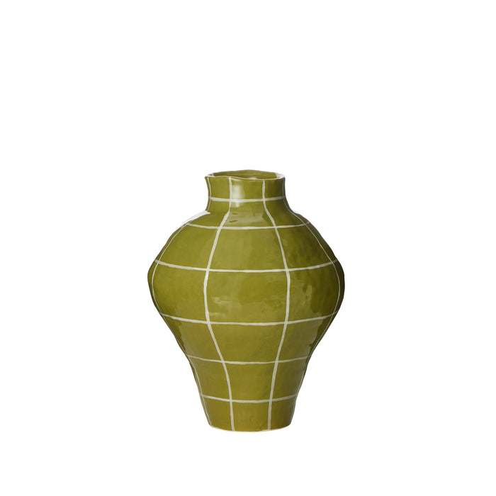 Amalfi Eden Check Vase Green Check