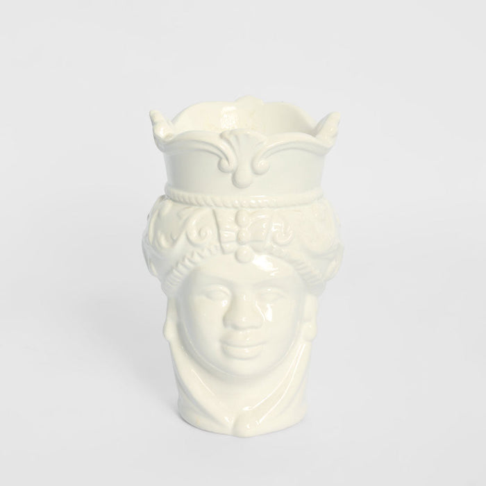 Sicilian Lady Moro Head Ceramic Vase White Small