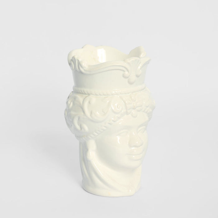 Sicilian Lady Moro Head Ceramic Vase White Small