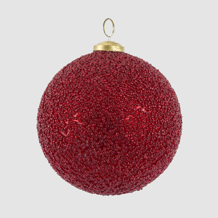 Scarlet Beaded Glass Bauble Small