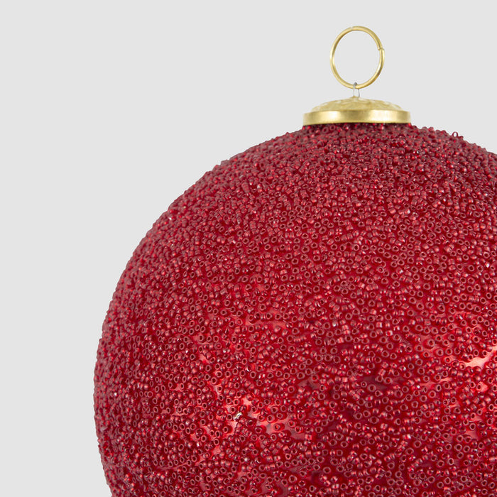 Scarlet Beaded Glass Bauble Large