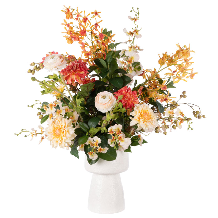 Rogue Dahlia Garden Mix - Kensington Planter Orange & White