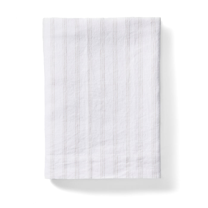 Society Home Chloe Liveable Linen Tablecloth White & Taupe