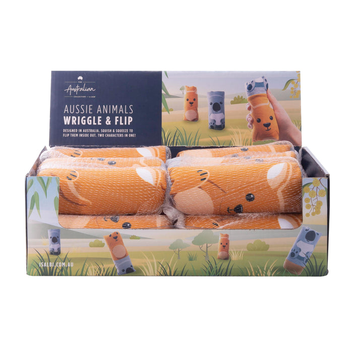 The Australian Collection Collection Aussie Animals Wriggle & Flip CDU 12pcs Multi-Coloured