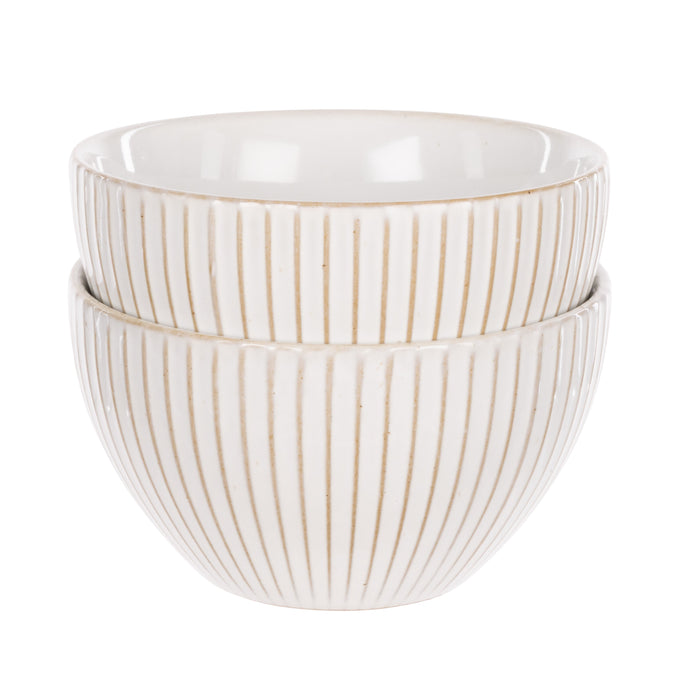 Davis & Waddell Maisie Ribbed Porcelain Dessert Bowls 2pcs Set Milky White
