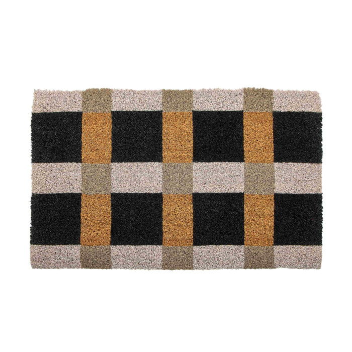 Rogue Coir Door Mat - Gingham - Black