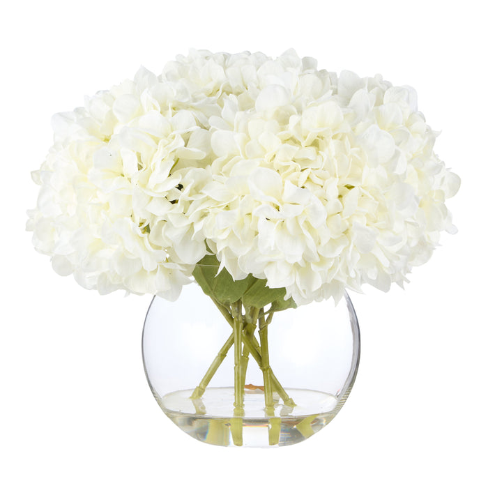 Rogue Hydrangea - Phoebe Sphere Vase White/Glass