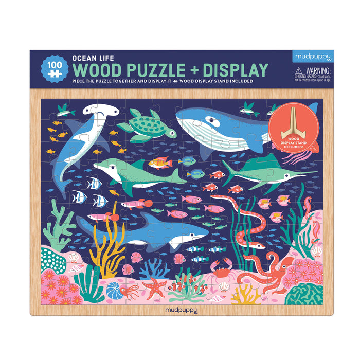 Mudpuppy Ocean Life Wood Puzzle + Display - 100pc Multi-Coloured