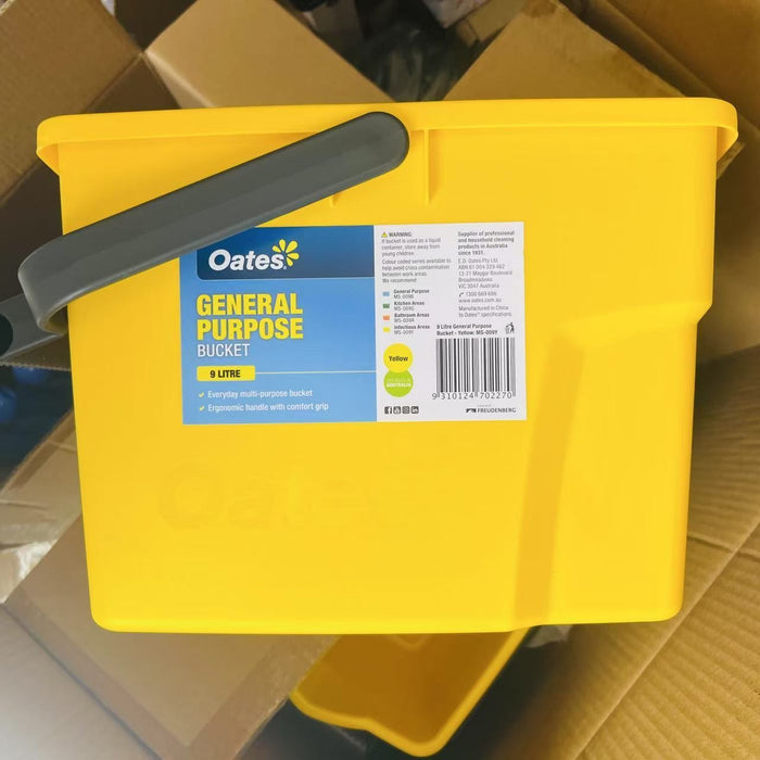 Oates - Gen Purpose Bucket 9L- Blue, Green, Red, Yellow