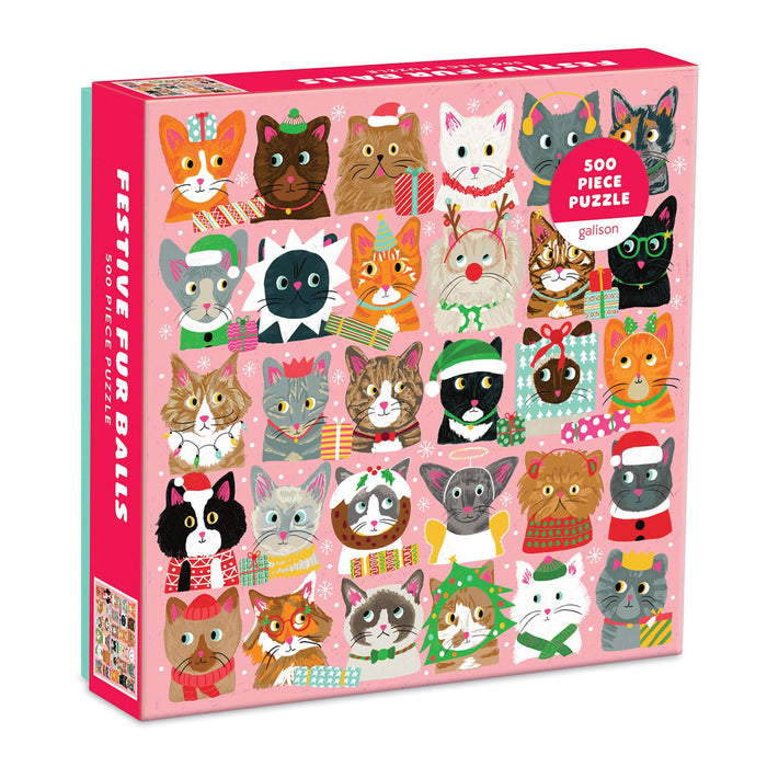 Galison Festive Fur Balls Puzzle - 500pc Multi-Coloured