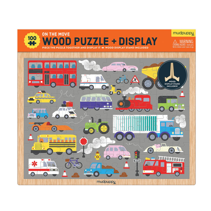 Mudpuppy On the Move Wood Puzzle + Display-100pc Multi-Coloured