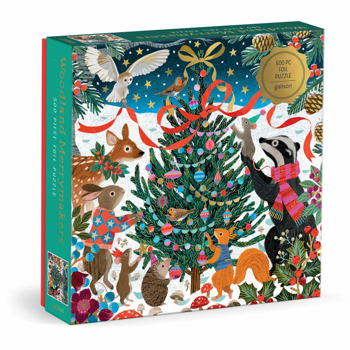 Galison Woodland Merrymakers Foil Puzzle - 500pc Multi-Coloured