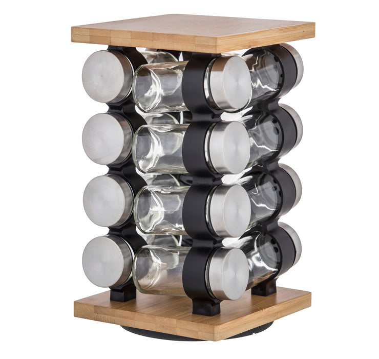Davis & Waddell Romano Spice Jar Set with Rack 16pcs Set Natural & Clear