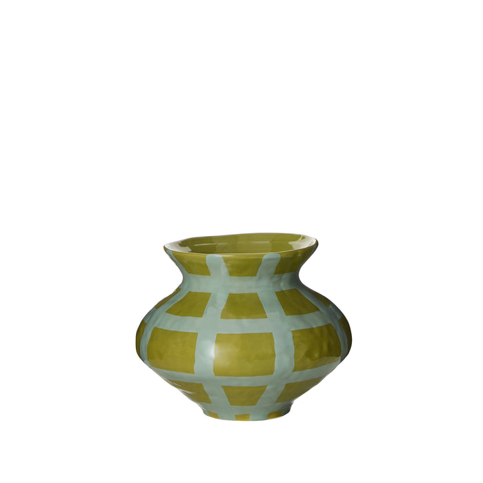 Amalfi Eden Check Vase Blue Check