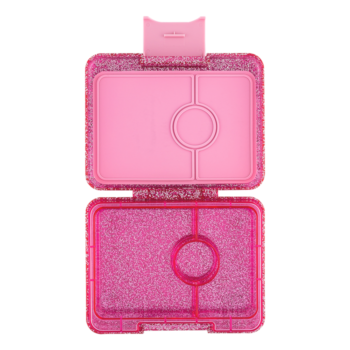 SNACK BOX 3 COMPARTMENT (GLITTER) SPARKLE PINK