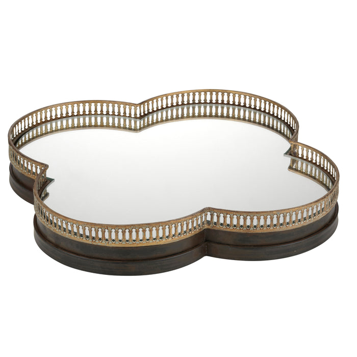 Amalfi Clover Mirror/Tray Antique Gold