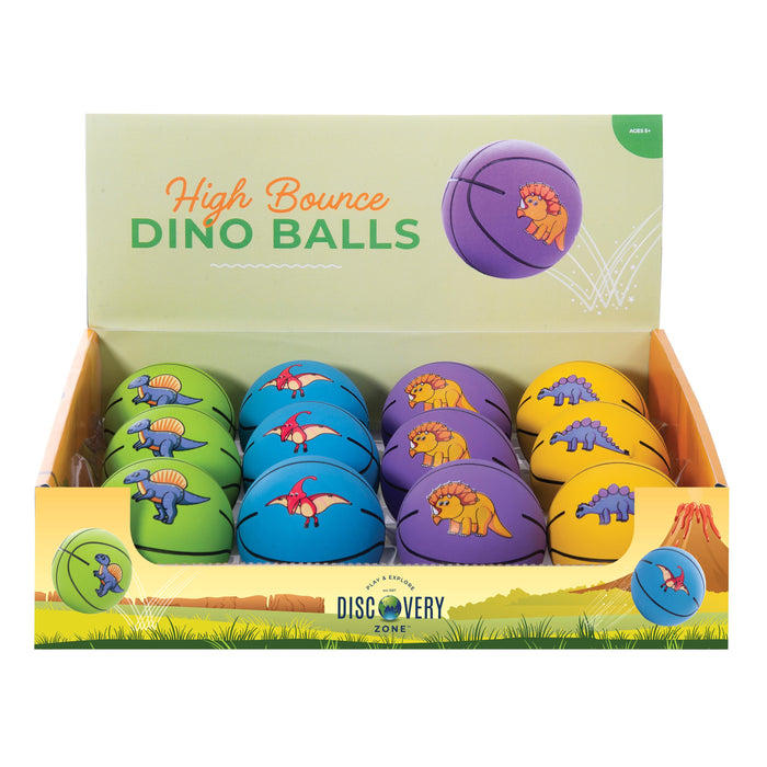 Discovery Zone High Bounce Dino Ball CDU 12pcs/3 Assorted