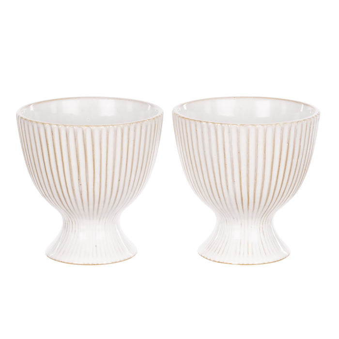 Davis & Waddell Maisie Ribbed Porcelain Parfait Bowls 2pcs Set Milky White