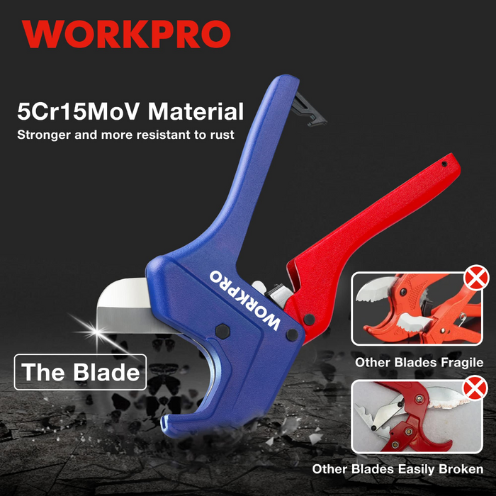 WORKPRO Ratchet PVC Pipe Cutter Tool, Cuts up to 42mm, 60.5mm