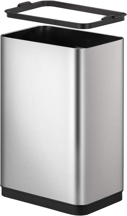 EKO Mirage-T 50 Liter / 13.2 Gallon Touchless Rectangular Motion Sensor Trash Can, Brushed Stainless Steel Finish