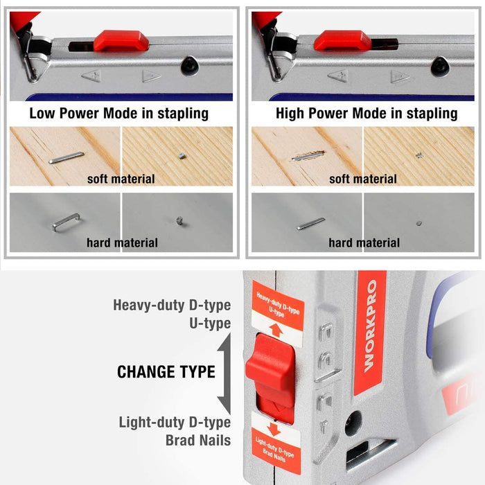 WORKPRO Heavy-Duty 4-in-1 Staple Gun Kit Manual Brad Nailer with 3000 Staples and 1000 Brad Nails