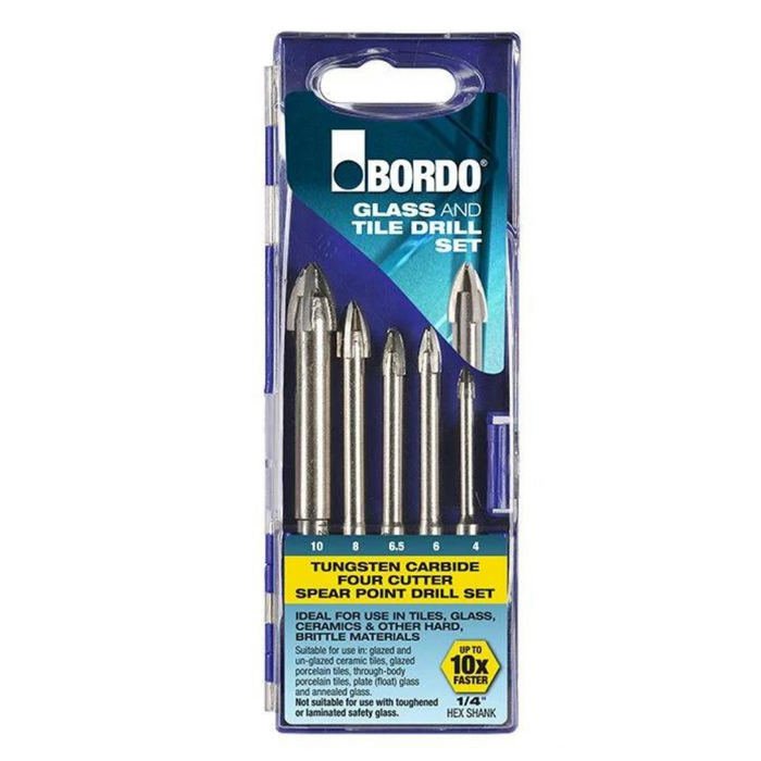 Bordo 4-10mm 5 Piece 4 Cutter Glass and Tile Drill Bit Set